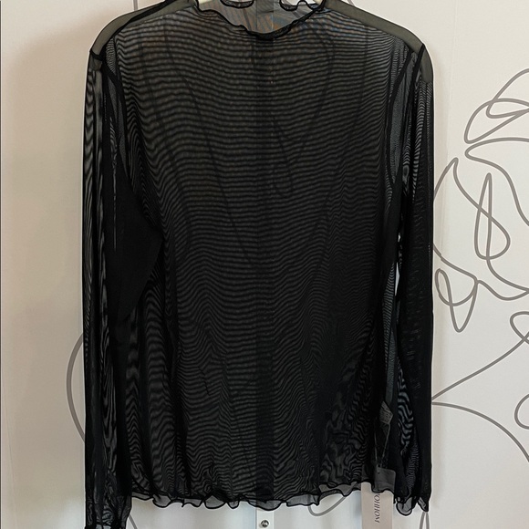 Black Sheer Mesh Long Sleeve Top Multiple Sizes - Picture 4 of 8